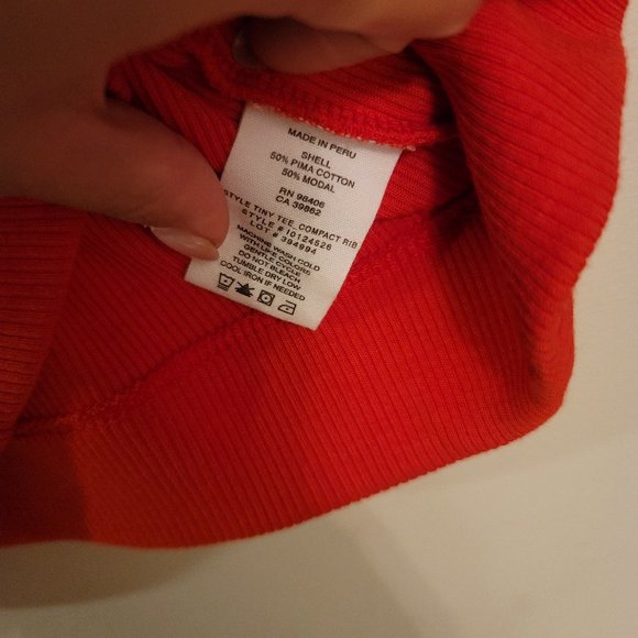 Theory Tiny Tee in Ribbed Cotton - Tomato - Picture 4 of 4